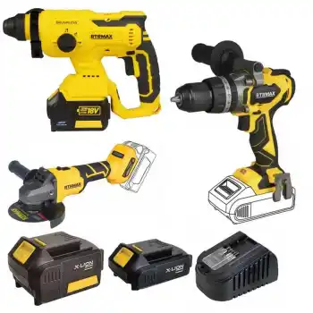 Rtrmax Xlion 3lü Akülü Darbeli Matkap,Kırıcı Delici, Avuç Taşlama Seti