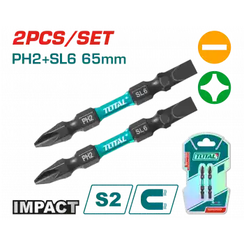 Total TACIM72HL665 Darbeli 65 mm Çift Taraflı PH2+SL6  Bist Uç