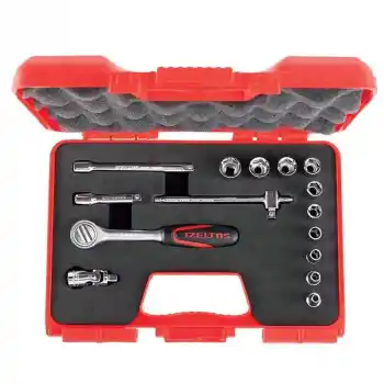 İzeltaş 1107006015 15 Parça 1/4 Altı Köşe Lokma Anahtar Takımı