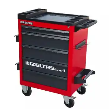 İzeltaş 8242321005 5 Çekmeceli Garaj Serisi Kırmızı Gövde Gri Çekmece Boş Takım Dolabı