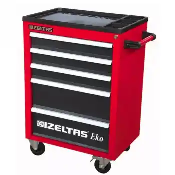 İzeltaş 8243321003 3 Çekmeceli Eko Serisi Kırmızı Gövde Gri Çekmece Boş Takım Dolabı