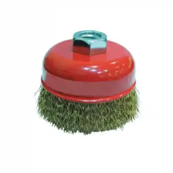 Partner PT02031 80mm Sarı Dalgalı Telli M14 Vidalı Çanak Fırça