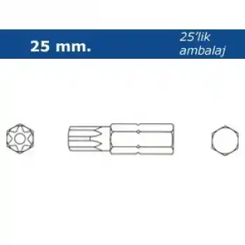 Proscr SCR03201 T7 25mm Delikli Torx Bits Ucu