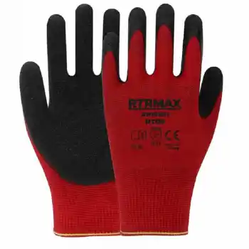 Rtrmax RH19891 RT09 NO:9 Kırmızı Lateks Kaplı Örgü Desenli Polyester Eldiven