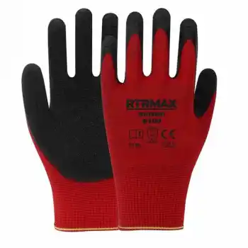 Rtrmax RH19892 RT09 NO:10 Kırmızı Lateks Kaplı Örgü Desenli Polyester Eldiven