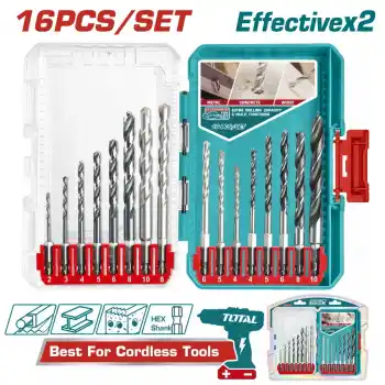 Total TACSDL11608 16 Parça Metal, Duvar ve Ahşap Matkap Uç Seti