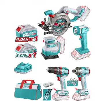 Total TOSLI241081E Akülü Daire Testere+Zımpara+Darbeli Vidalama+Matkap+Fener Seti