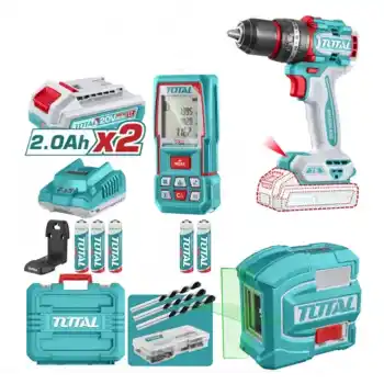 Total TOSLI250511E Akülü Matkap+Lazer Metre+Lazer Hizalama Seti