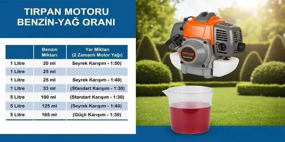Tırpan Motoru Benzin Yağ Oranı Nasıl Olmalı? (Tam Ölçü Tablosu)