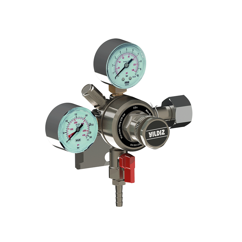 Yıldız 5070-7 Tek Regülatörlü W 21.80 x 1/14 CO2 Karbondioksit Meşrubat Regülatörü