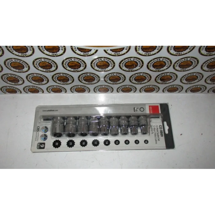 C22-RB09 9 PARÇA 1/2&acute;&acute; 12 KÖŞE (YILDIZ) LOKMA ANAHTAR TAKIMI