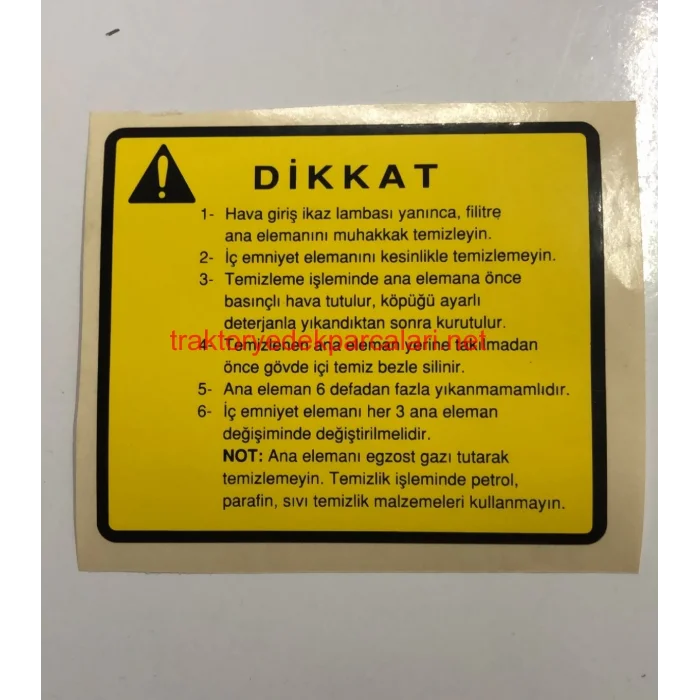 HAVA FİLTRE TOZ İKAZ ETİKETİ MF