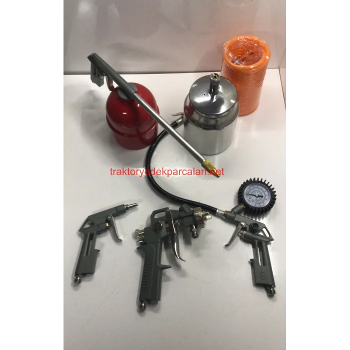 MAX EXTRA 5 Parça Havalı Set Mazot-Boya-Hava-Lastik Şişirme Tabancası ve Spiral Hortum