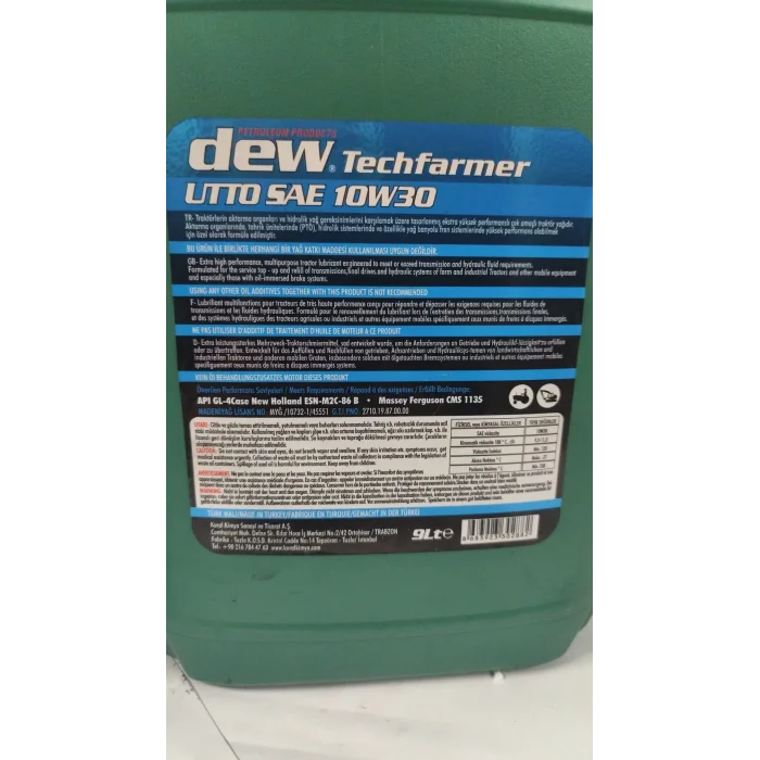 TRANSMİSYON ŞANZUMAN VE HİDROLİK YAĞI 10W30 422 9 LT BİDON DEW