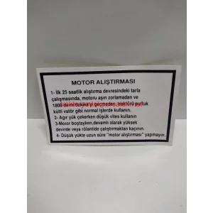 ÇALIŞTIRMA TALİMATI ETİKETİ