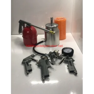 MAX EXTRA 5 Parça Havalı Set Mazot-Boya-Hava-Lastik Şişirme Tabancası ve Spiral Hortum