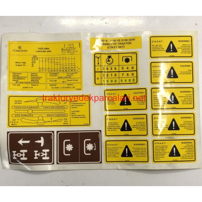 KABİN - MOTOR ETİKET SETİ TÜMOSAN