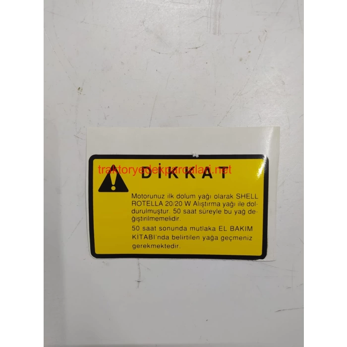 MOTOR YAĞ İKAZ ETİKETİ SARI