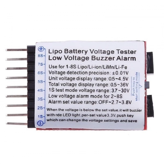1-8s Lipo Li-ion Battery Voltaj Test ve Alarm Modülü