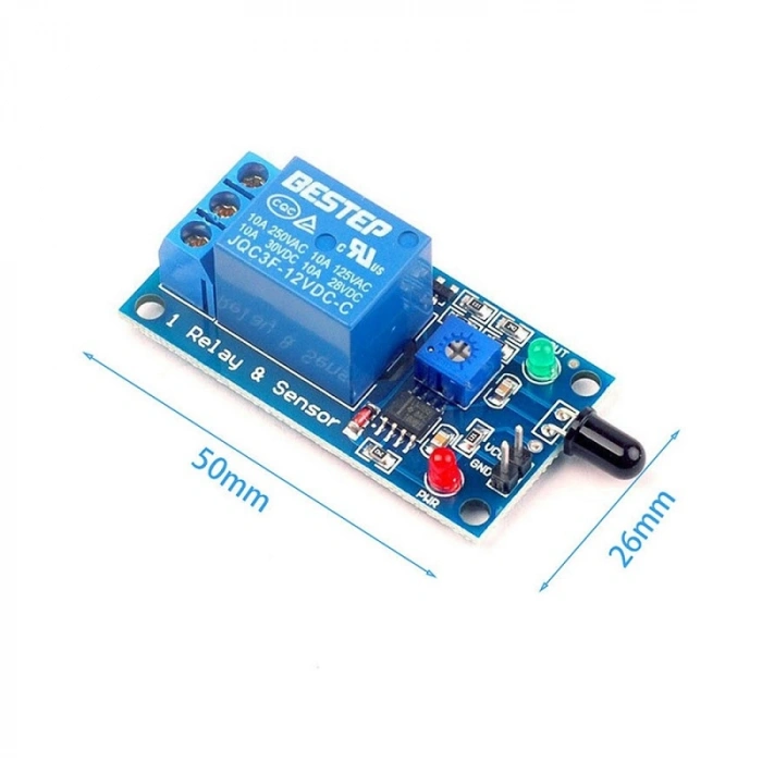 12V Röleli Alev Ateş Algılama Sensör Modülü