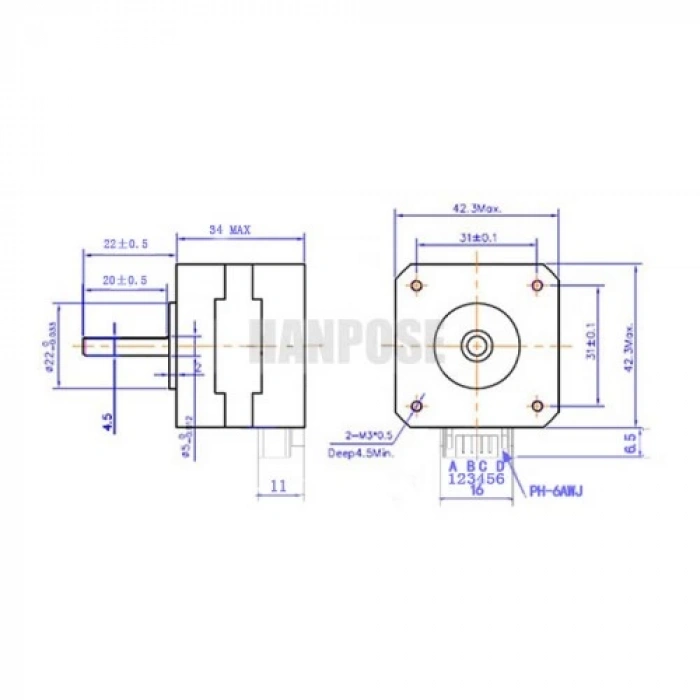 17HS3401S NEMA17 STEP MOTOR 3D Yazıcı CNC