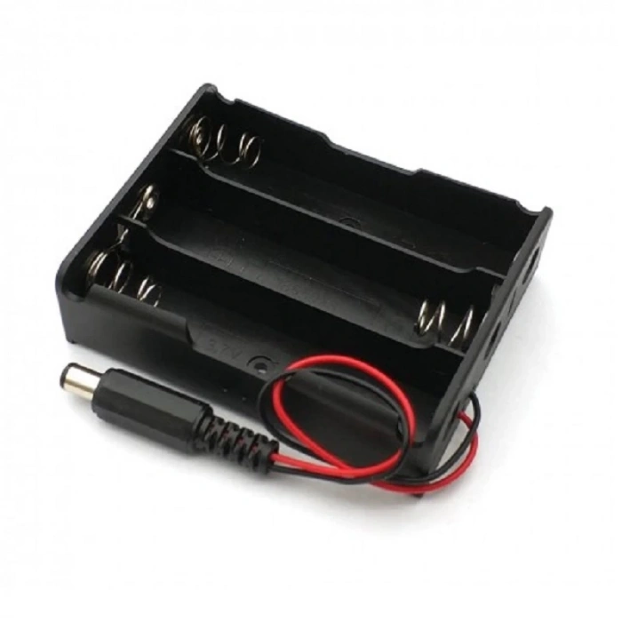 18650 Pil Yuvası 3lü 2.1mm Adaptör Soketli 3 Adet 11.1V Seri Lityum Lion Batarya Kutusu Tutucu