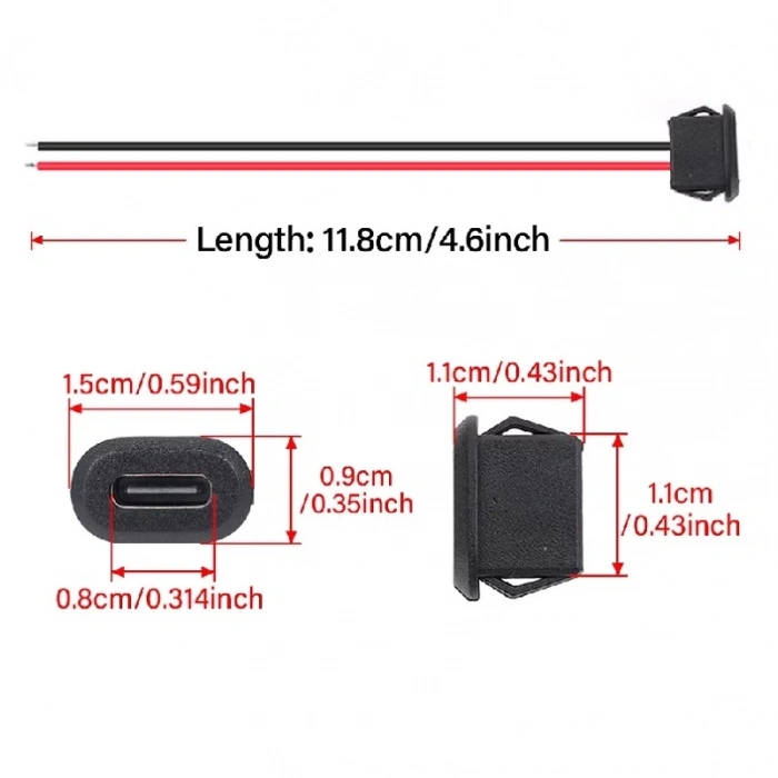 2 Pin Type C Usb Uzatma Kablosu-Syah