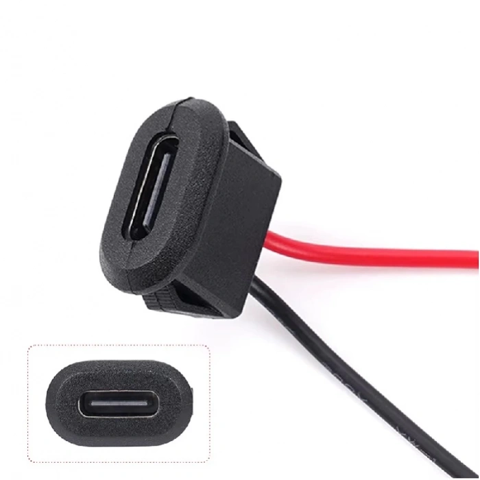 2 Pin Type C Usb Uzatma Kablosu-Syah