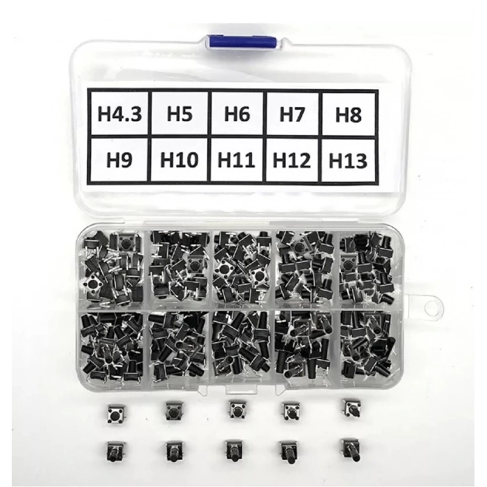 200 Adet 6x6mm Tact Buton Set - Kutulu