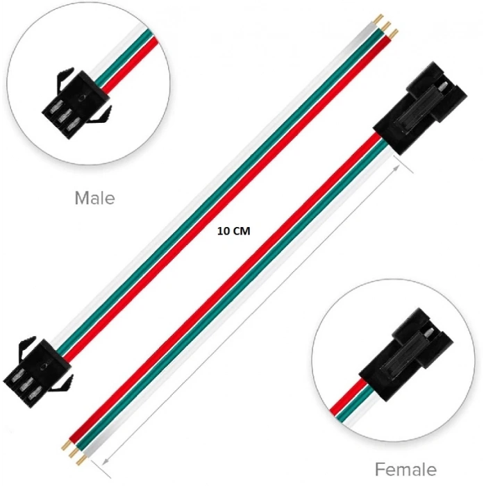 3 Pin JST SM 10cm Kablo Çifti