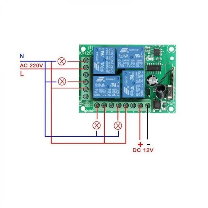 433MHZ 4 Kanal Röle 12V KR1204