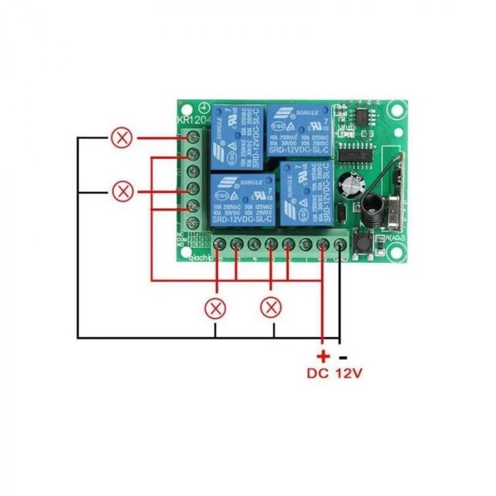 433MHZ 4 Kanal Röle 12V KR1204