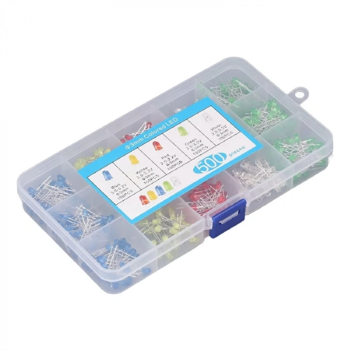 500 Adet 3mm Led Seti - Kutulu