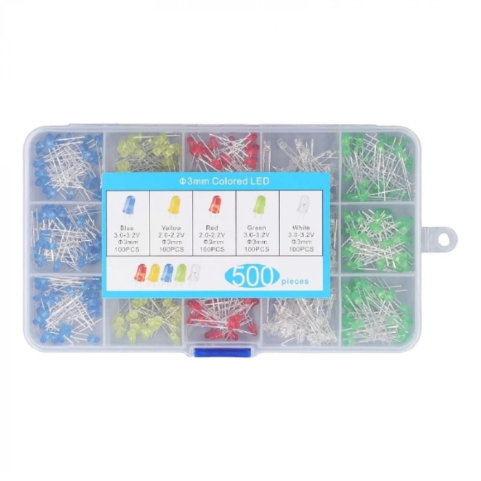 500 Adet 3mm Led Seti - Kutulu