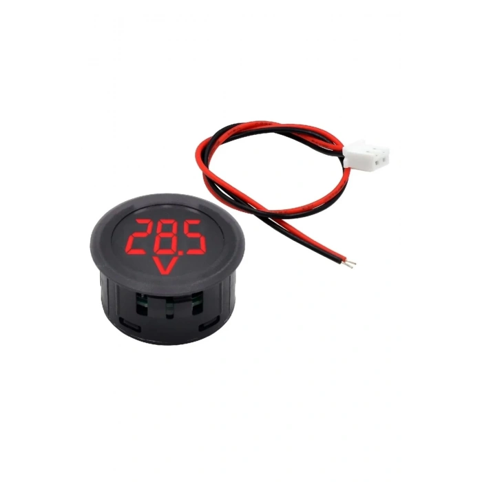 Voltmetre DC 4-100V Led Dijital Ekran Dairesel - Kırmızı