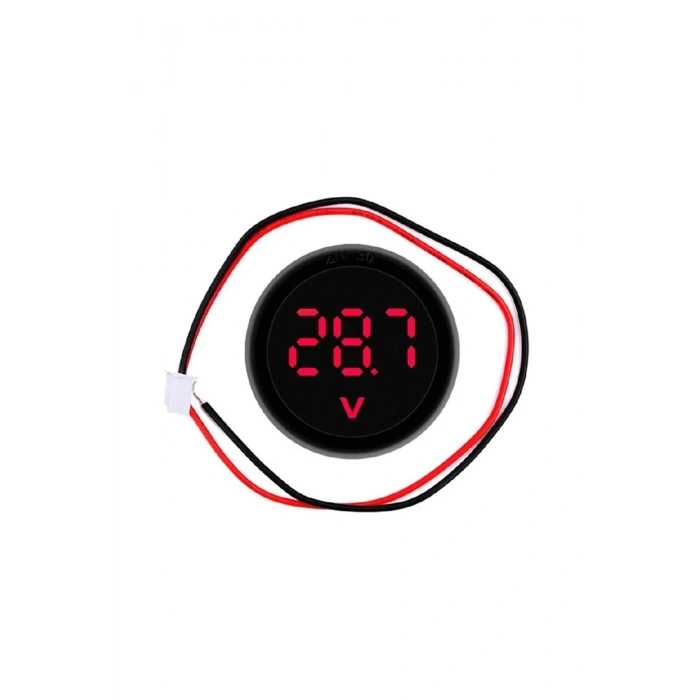 Voltmetre DC 4-100V Led Dijital Ekran Dairesel - Kırmızı