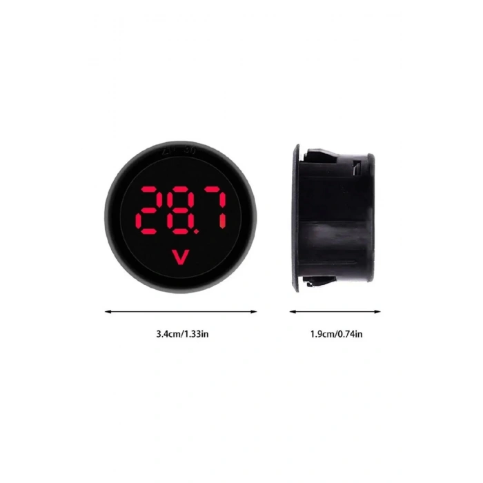 Voltmetre DC 4-100V Led Dijital Ekran Dairesel - Kırmızı