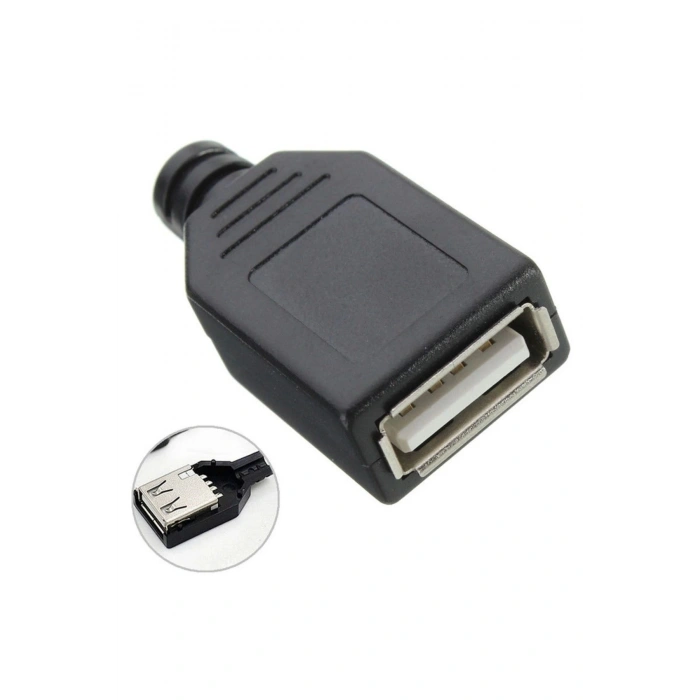 4 Pin Dişi Usb Soket - Plastik Kapaklı Usb Bağlantı
