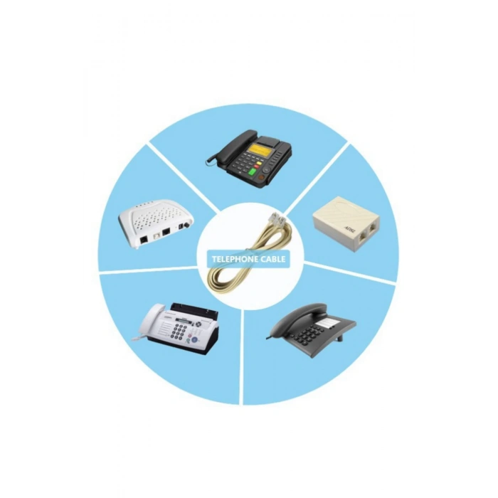 Telefon Kablosu 2 Metre 2 Ucu Jacklı Rj11 Köken Kablo Adsl Modem Ara Kablo Presli Fabrikasyon