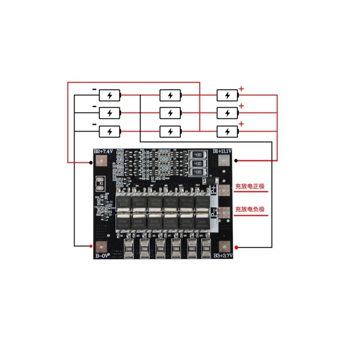 3S 50A Lityum Batarya Bms Balans Kartı - 18650 Pil Şarjı İçin