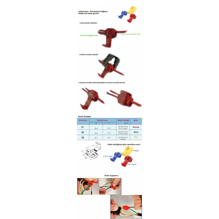 Kilitli Scotch Kablo Birleştirici - Sarı