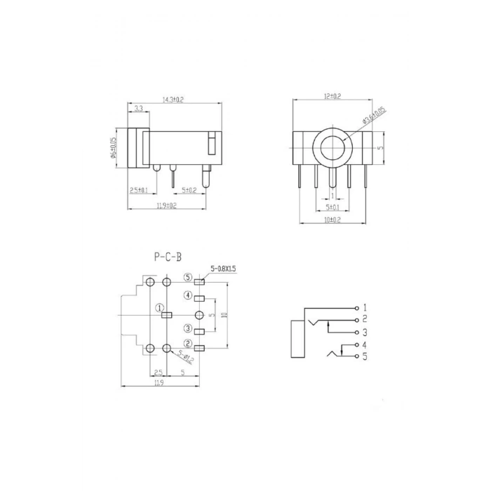 3.5mm Stereo Dişi Jak Kulaklık Mixer Mikrofon Amplifikatör Soketi Pcb Konnektör Siyah