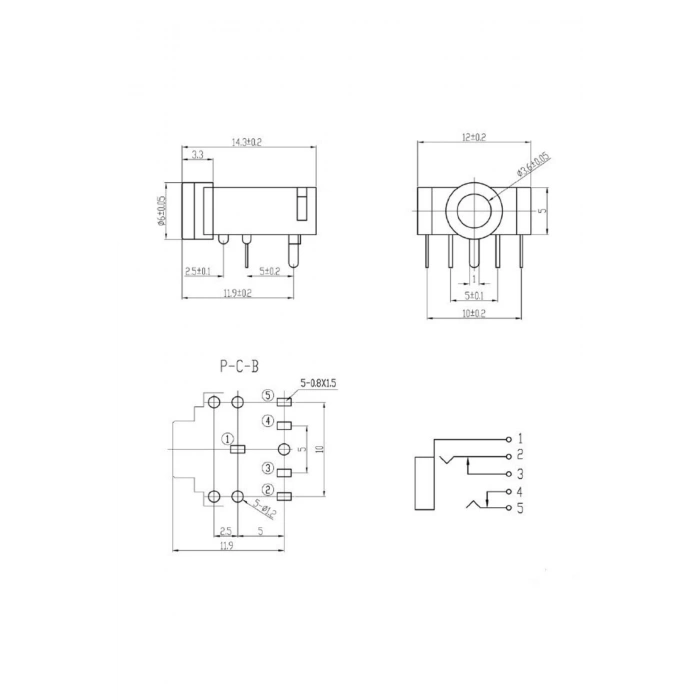 Kulaklık Mikrofon Mixer Amplifikatör Şase Jakı Soketi 3.5mm Stereo Dişi Konnektör Pj307