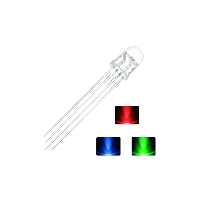 4 Ayaklı Kırmızı Yeşil Mavi 5mm Katot Diyot Üç Renk Led - 5 Adet