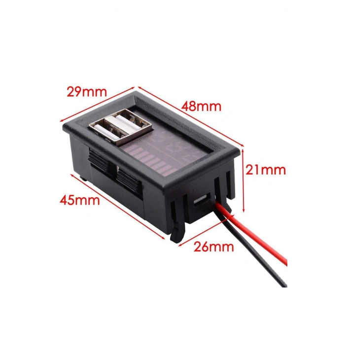 Dijital Akü Ölçer- Çift USB 12V-5V Dönüştürücü