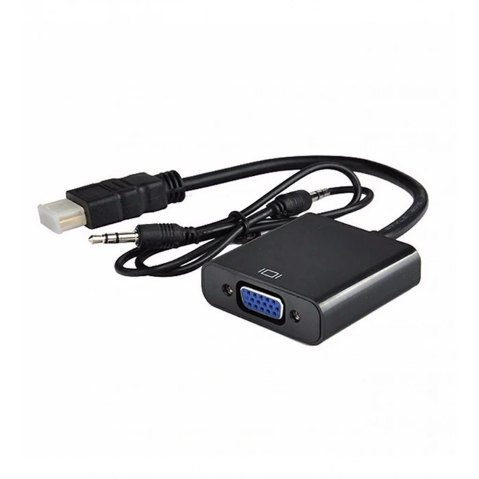 Hdmi to Vga Kablo Monitör Tv Çevirici Dönüştürücü Kablo + Ses Kablo Destekli
