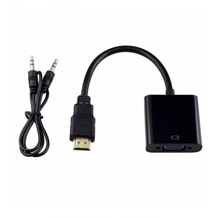 Hdmi to Vga Kablo Monitör Tv Çevirici Dönüştürücü Kablo + Ses Kablo Destekli