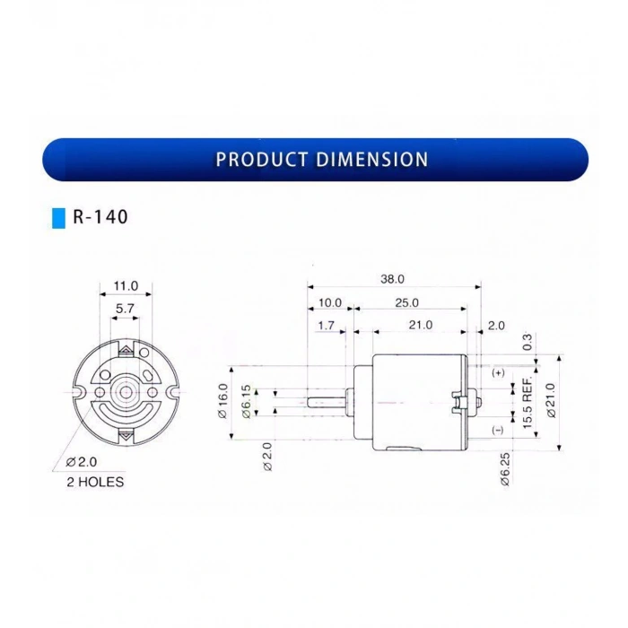 DC Motor 1.5 - 6 Volt Arduino R140 Mikro Motor