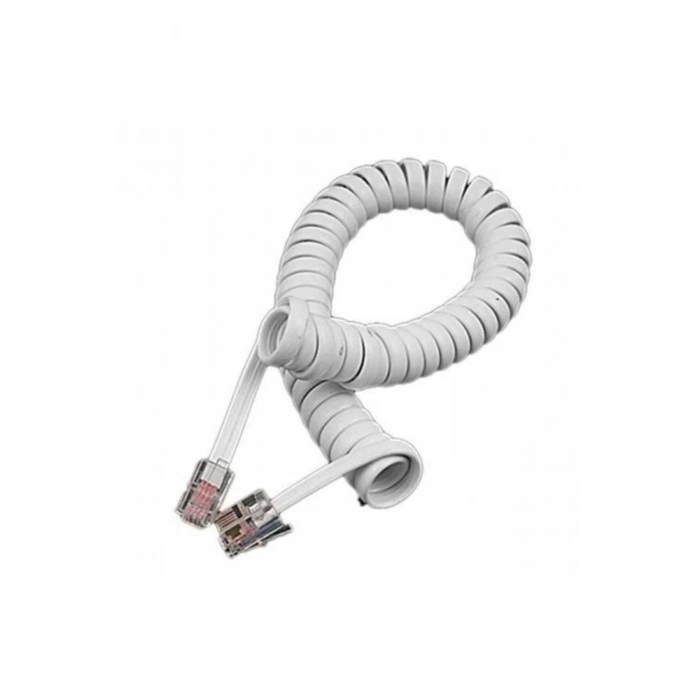 Spiralli Telefon Ahize Kablosu - Beyaz