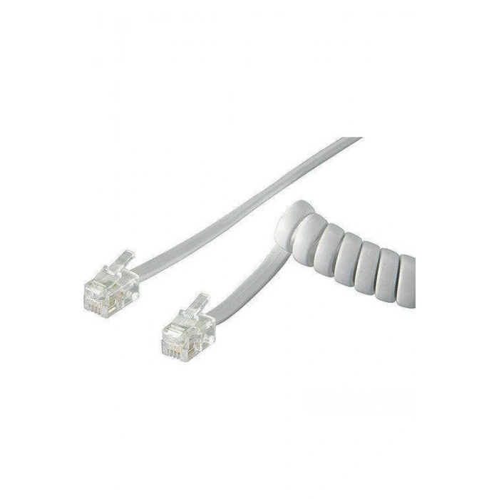 Spiralli Telefon Ahize Kablosu - Beyaz